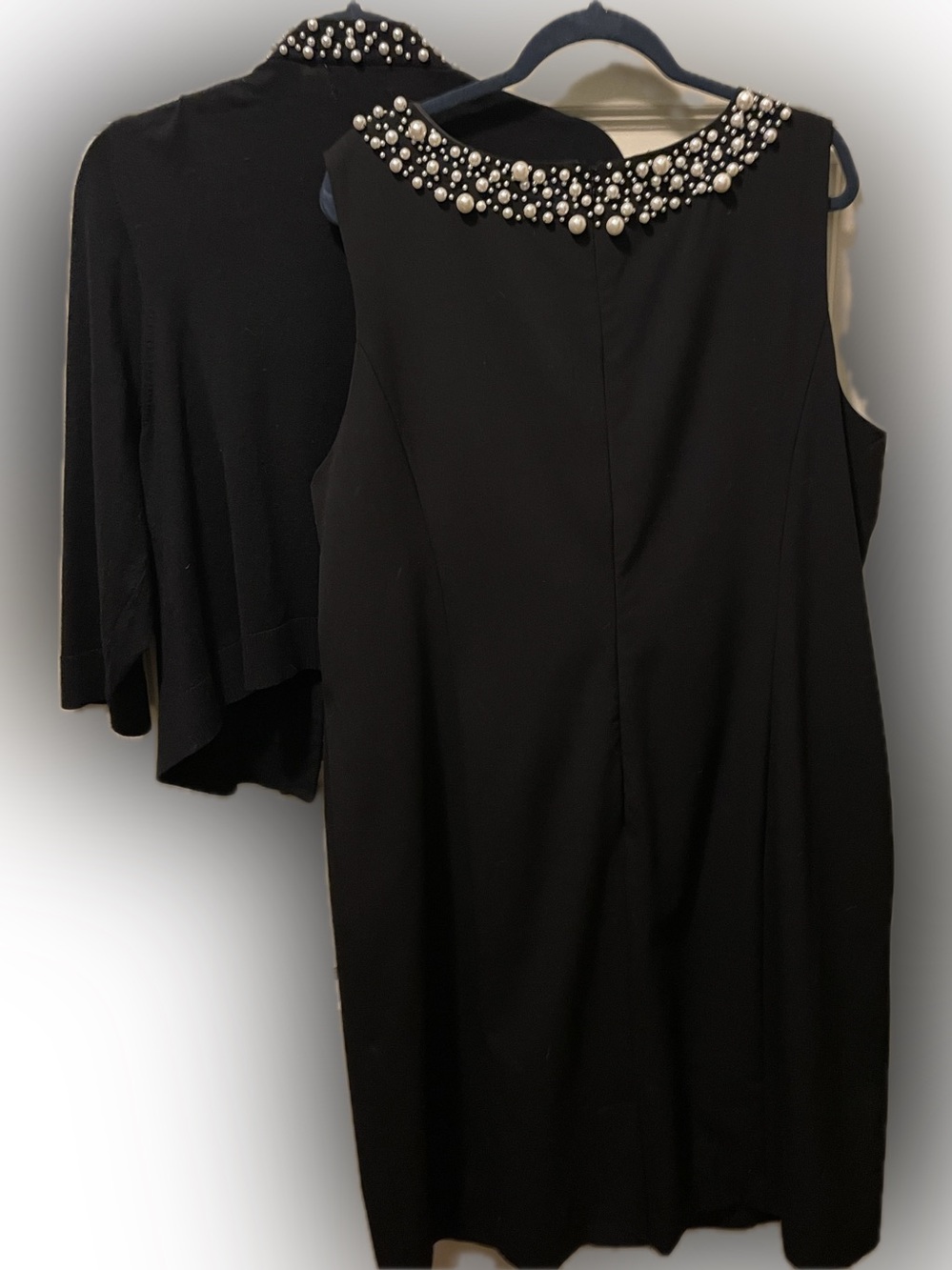 Calvin Klein Elegant Pearl-Trim sleeveless dress and sweater set | 22W | 2X - Picture 4 of 11
